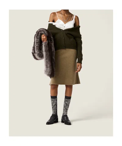 Miu Miu Wool Cardigan In Brown