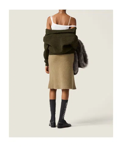 Miu Miu Wool Cardigan In Brown