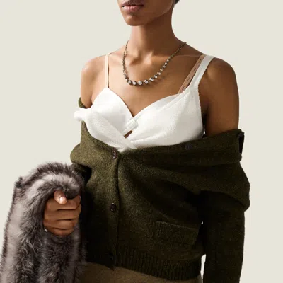 Miu Miu Wool Cardigan In Brown