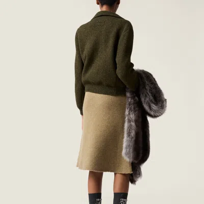 Miu Miu Wool Cardigan In Brown