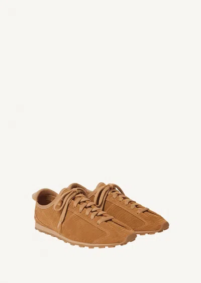 Jacquemus Les Tennis Sneakers In Soft Crocodile-embossed Suede In Brown