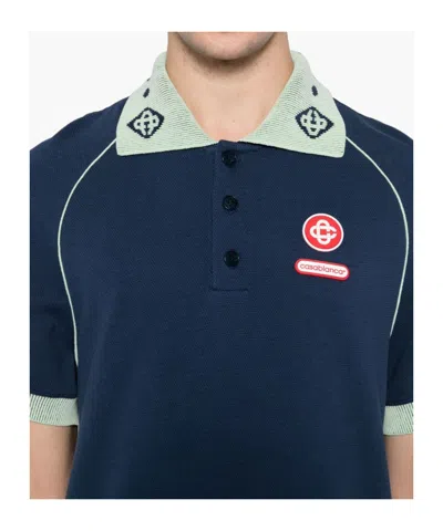 Casablanca Polo With Logo In Blue
