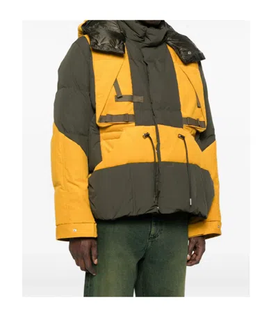 Sacai Hooded Panelled Puffer Jacket In Multi