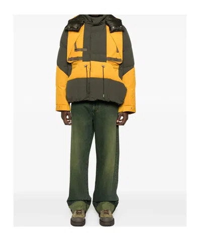 Sacai Hooded Panelled Puffer Jacket In Multi