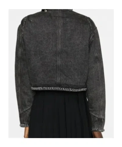 R13 Chain Embellished Crop Denim Jacket In Black