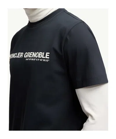 Moncler Grenoble Logo Embroidered Crewneck T-shirt In Blue