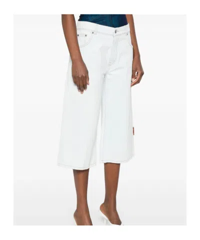 Off-white Denim Knee-length Shorts In White