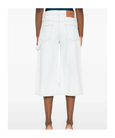 Off-white Denim Knee-length Shorts In White