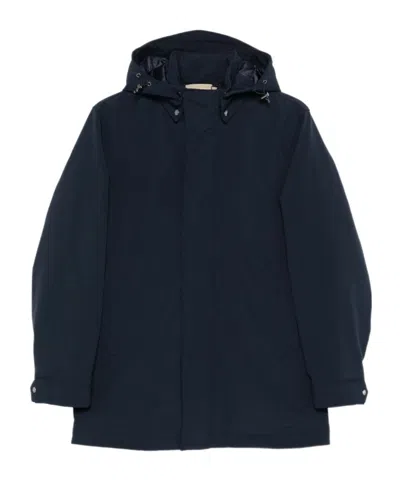 Woolrich Soft Shell Coat Barrow Mact Melton Blue In Blue
