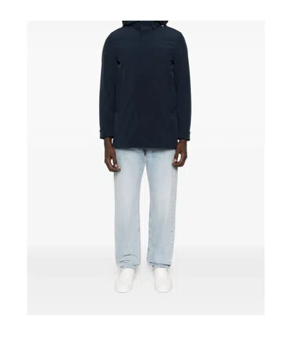 Woolrich Soft Shell Coat Barrow Mact Melton Blue In Blue