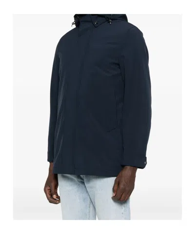 Woolrich Soft Shell Coat Barrow Mact Melton Blue In Blue