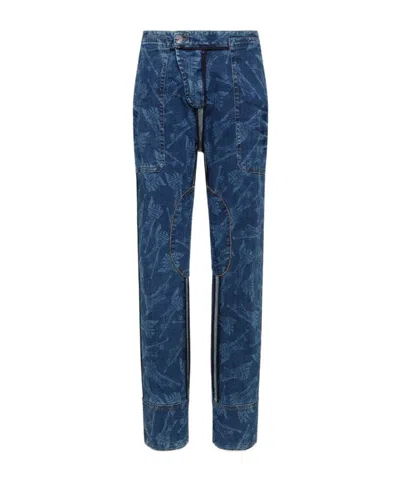 Dsquared2 Vaquera X D2 Statue Of Liberty Cargo Laser Wash Pant In Blue