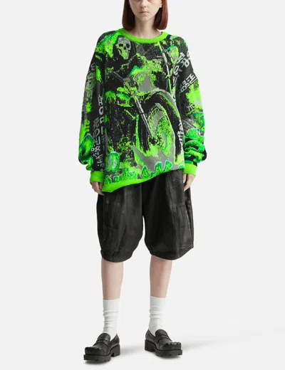 Lựu Dạn Misfit Jacquard Jumper In Green