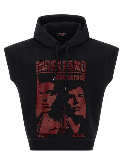 Dsquared2 Magliano Capsule Sleeveless Hoodie With Graphic Print In Black