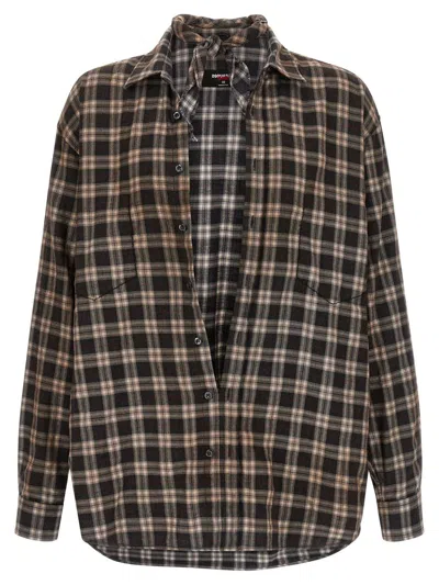 Dsquared2 Capsule Shirt In All-over Check Patterned Cotton In Multi