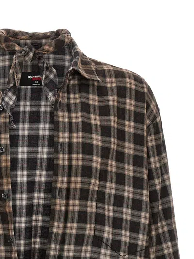Dsquared2 Capsule Shirt In All-over Check Patterned Cotton In Multi