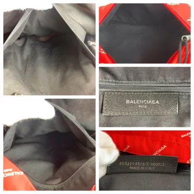 Pre-owned Balenciaga Black Red Color Nylon Backpack ()
