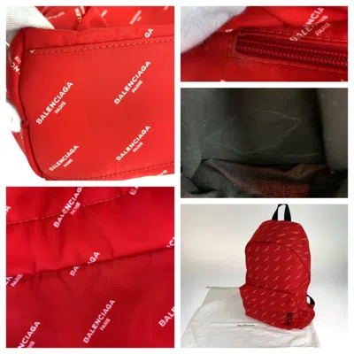 Pre-owned Balenciaga Black Red Color Nylon Backpack ()