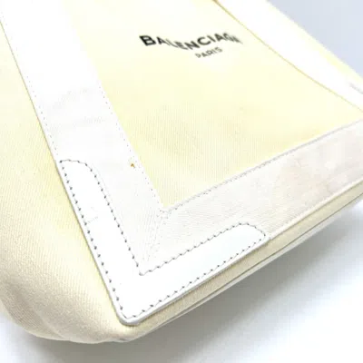 Pre-owned Balenciaga White Canvas Leather Handbag Tote Bag ()