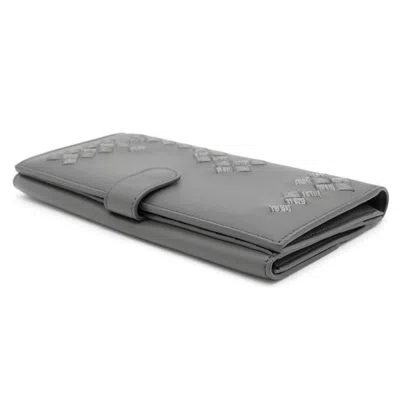 Pre-owned Bottega Veneta Intrecciato Gray Intrecciato Long Wallet (bi-fold) ()