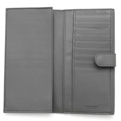 Pre-owned Bottega Veneta Intrecciato Gray Intrecciato Long Wallet (bi-fold) ()