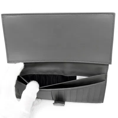 Pre-owned Bottega Veneta Intrecciato Gray Intrecciato Long Wallet (bi-fold) ()