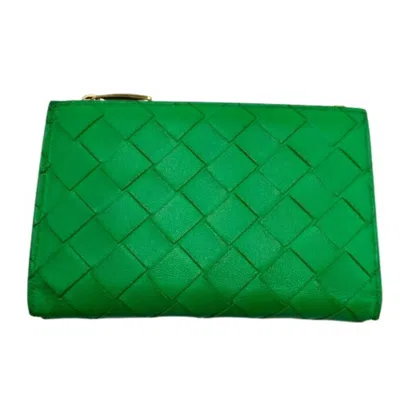 Pre-owned Bottega Veneta Intrecciato Green Intrecciato Bill Wallet (bi-fold) ()