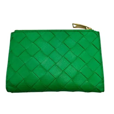 Pre-owned Bottega Veneta Intrecciato Green Intrecciato Bill Wallet (bi-fold) ()