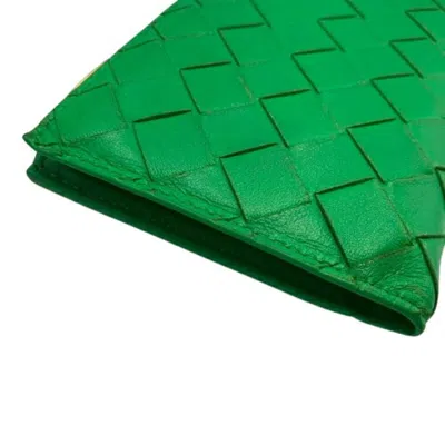 Pre-owned Bottega Veneta Intrecciato Green Intrecciato Bill Wallet (bi-fold) ()