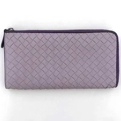 Pre-owned Bottega Veneta Purple Leather Long Wallet (bi-fold) ()