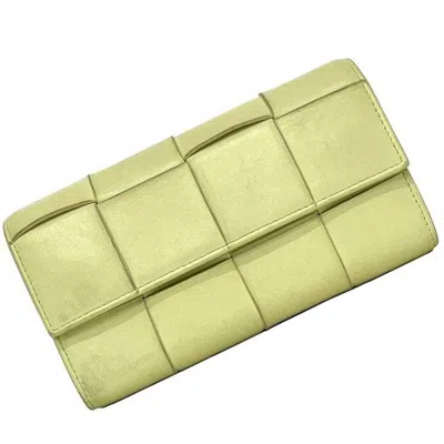 Pre-owned Bottega Veneta Yellow Leather Long Wallet (bi-fold) ()
