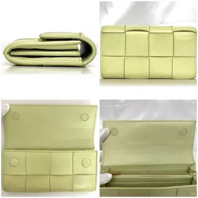 Pre-owned Bottega Veneta Yellow Leather Long Wallet (bi-fold) ()