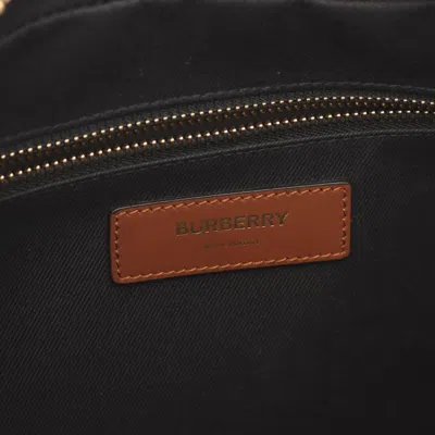 Pre-owned Burberry Beige Brown Pvc Coated Canvas Leather Shoulder Bag ()