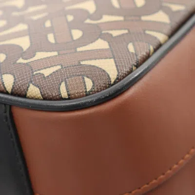 Pre-owned Burberry Beige Brown Pvc Coated Canvas Leather Shoulder Bag ()