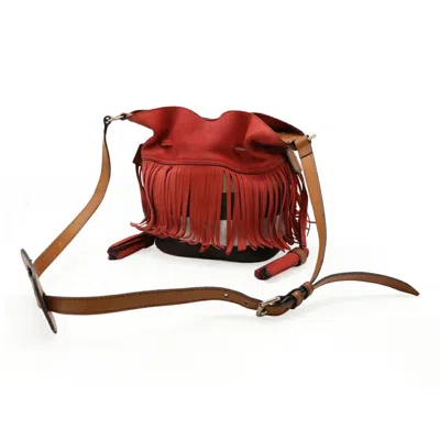 Pre-owned Burberry Brown Red Color Suede Canvas Leather Shoulder Bag ()