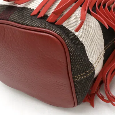 Pre-owned Burberry Brown Red Color Suede Canvas Leather Shoulder Bag ()