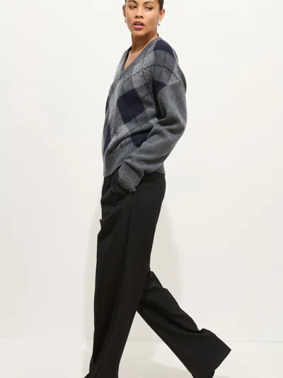 Alex Mill Campbell Argyle V-neck Sweater In Gray