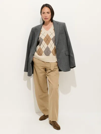 Alex Mill Campbell Argyle V-neck Sweater In Nude