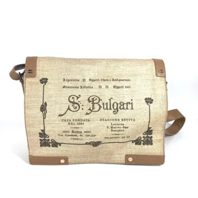 Pre-owned Bvlgari Beige Leather Coated Canvas Shoulder Bag ()