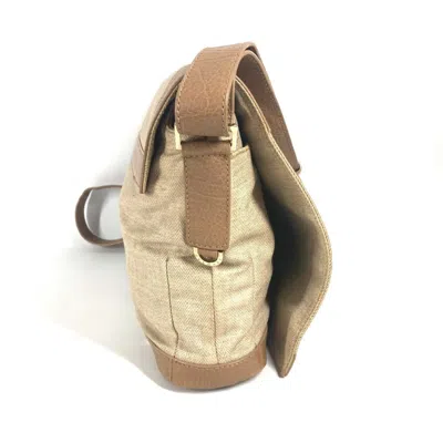 Pre-owned Bvlgari Beige Leather Coated Canvas Shoulder Bag ()