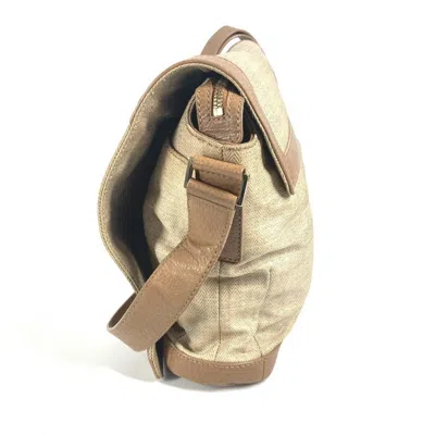 Pre-owned Bvlgari Beige Leather Coated Canvas Shoulder Bag ()