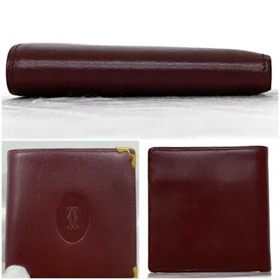 Pre-owned Cartier Bordeaux Leather Wallet (bi-fold) () In Burgundy