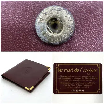 Pre-owned Cartier Bordeaux Leather Wallet (bi-fold) () In Burgundy