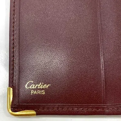 Pre-owned Cartier Bordeaux Leather Wallet (bi-fold) () In Burgundy