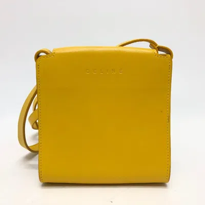 Pre-owned Celine Beige Yellow Leather Canvas Pochette Shoulder Bag ()