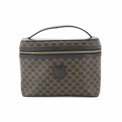 Pre-owned Celine Black Brown Pvc Leather Handbag Vanity Bag ()