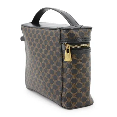 Pre-owned Celine Black Brown Pvc Leather Handbag Vanity Bag ()