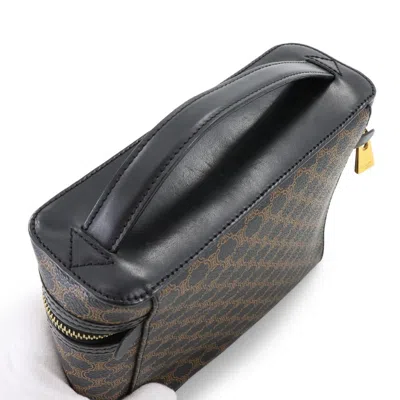 Pre-owned Celine Black Brown Pvc Leather Handbag Vanity Bag ()
