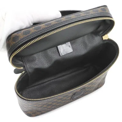 Pre-owned Celine Black Brown Pvc Leather Handbag Vanity Bag ()
