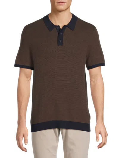 Onia Textured Knit Polo Shirt In Brown